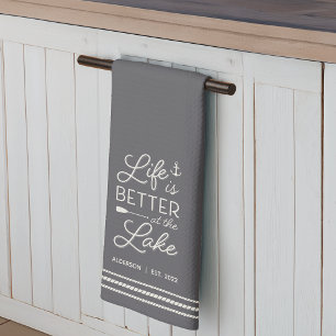 Personalised Life Is Better at the Lake Tea Towel