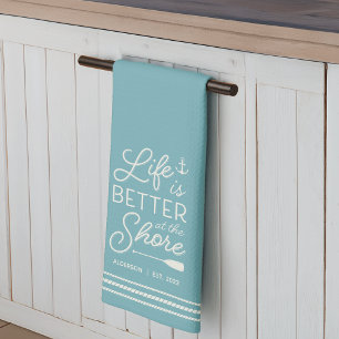 Personalised Life Is Better at the Shore Tea Towel