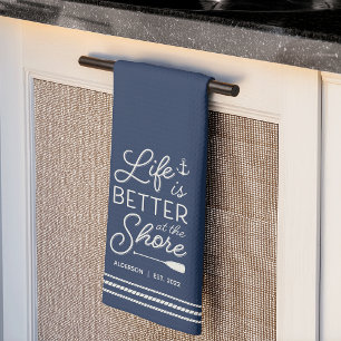 Personalised Life Is Better at the Shore Tea Towel