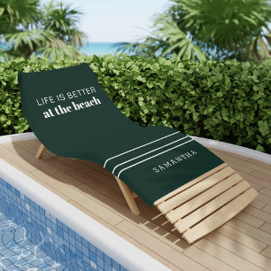 Personalised Life is Better Family Vacation Green Beach Towel