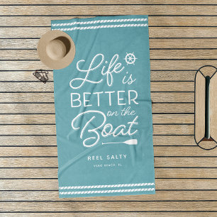 Personalised Life Is Better On The Boat Beach Towel