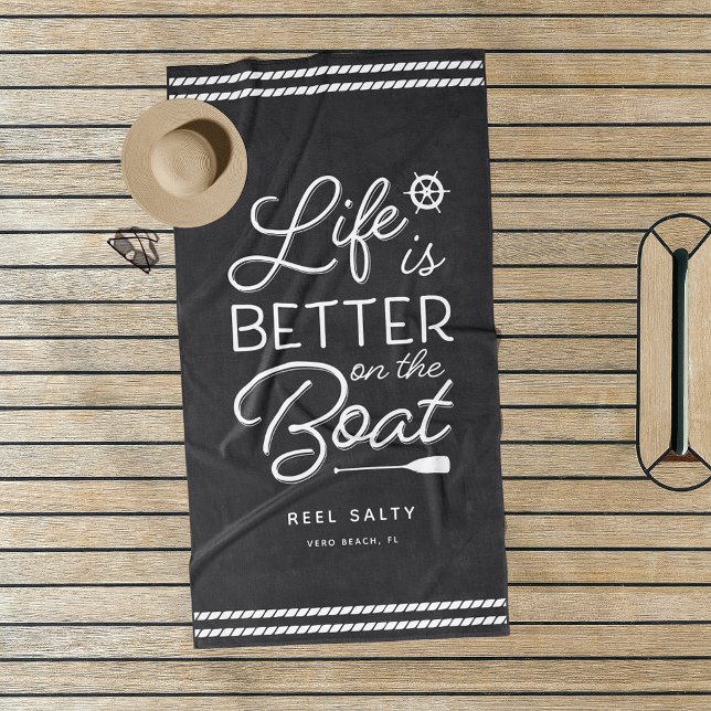 Personalised Life Is Better On The Boat Beach Towel (Creator Uploaded)