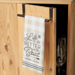 Personalised Life Is Better on the Boat Plaid Tea Towel<br><div class="desc">Celebrate life at sea with this cute nautical personalised kitchen towel featuring your family name and/or year established beneath "life is better on the boat" adorned with paddle and ship's wheel illustrations on a tonal plaid background. Rope detailing completes the design.</div>
