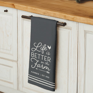 Personalised Life Is Better on the Farm Tea Towel