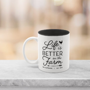 Personalised Life Is Better On The Farm Two-Tone Coffee Mug
