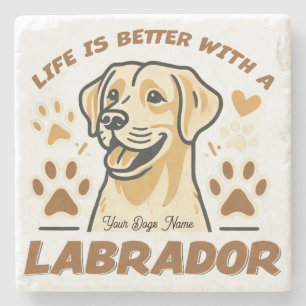 Personalised Life is Better with a Labrador Stone Coaster