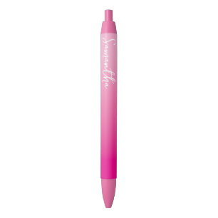 Personalised Light and Hot Pink Ombre Black Ink Pen