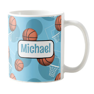 Personalised Light Blue Basketball Mug
