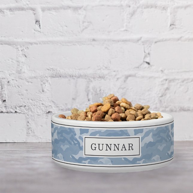 Personalised Light Blue Camo Pattern Pet Bowl (Creator Uploaded)