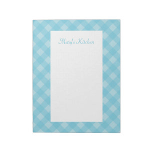 Personalised Light Blue Gingham Notepad