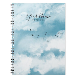 Personalised Light Blue Summer Clouds Notebook