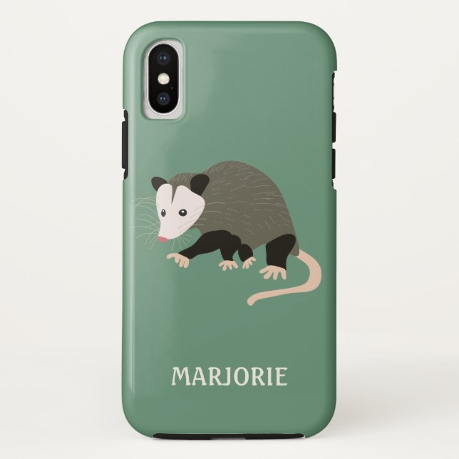 Personalised Light Green Cute Cartoon Possum Case-Mate iPhone Case (Back)