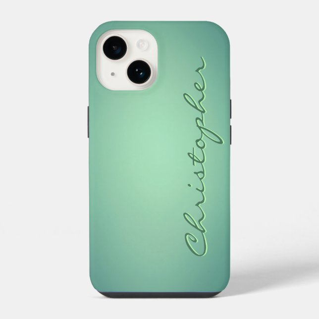 Personalised light green Radial Texture iPhone Case (Back)