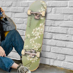 Personalised Light Green White Flowers Skateboard<br><div class="desc">Personalised Light Green White Flowers Skateboard. ♥ Customise it with your name by using the template fields. ♥ If you want to change the font style, colour or text placement, simply click the "Customise Further" button. You can also change the background colour. ♥ If you need any help, please always...</div>