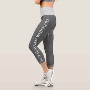 Personalised Light Grey Dark Grey Custom Text Fun Capri Leggings