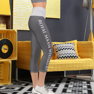 Personalised Light Grey Dark Grey Custom Text Fun Capri Leggings