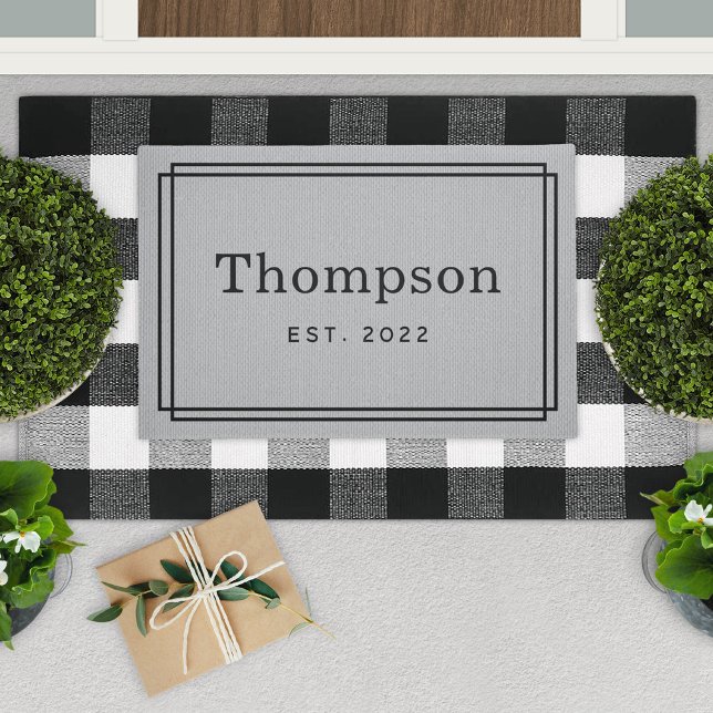 Personalised Light Grey Family Last Name Monogram Doormat (Creator Uploaded)