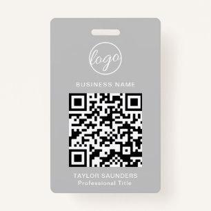 Personalised Light Grey Logo QR Code ID Employee ID Badge