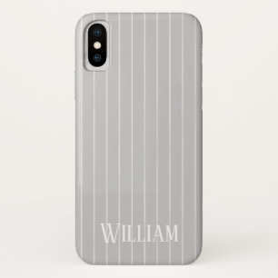 Personalised light grey pinstripes Case-Mate iPhone case