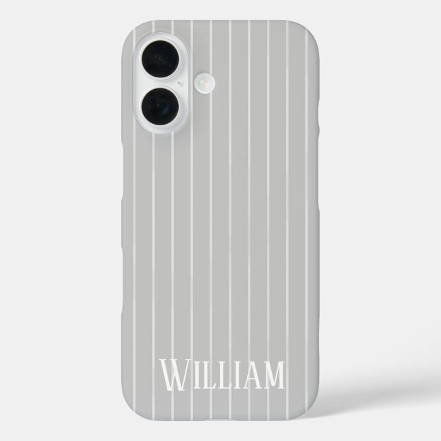 Personalised light grey pinstripes Case-Mate iPhone case (Back)