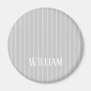 Personalised light grey pinstripes magnet