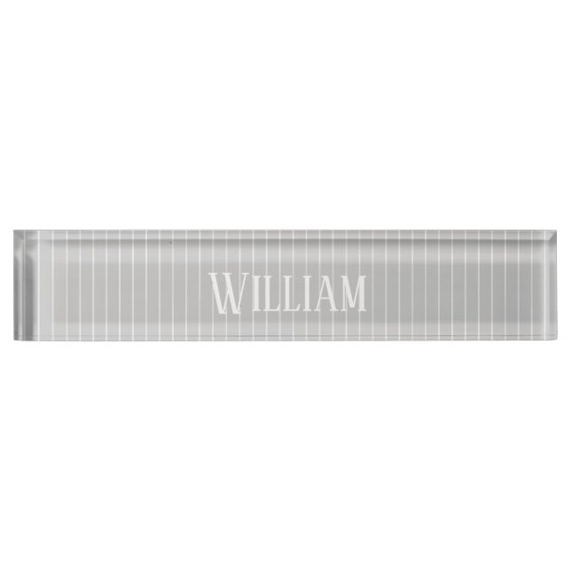Personalised light grey pinstripes nameplate (Front)