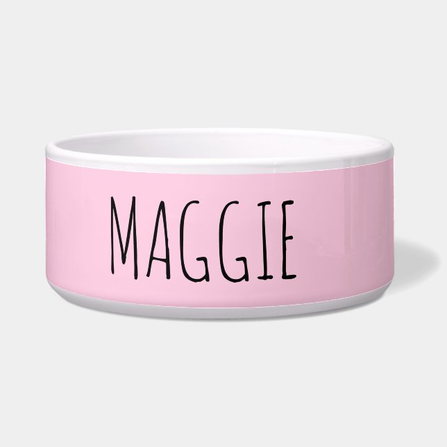 Personalised Light Pink Ceramic Pet Bowl (Front)