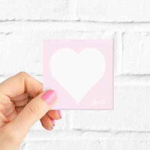 Personalised Light Pink Heart Sticky Notes
