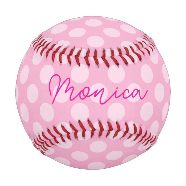 Personalised Light Pink Polka Dot Baseball (Front)