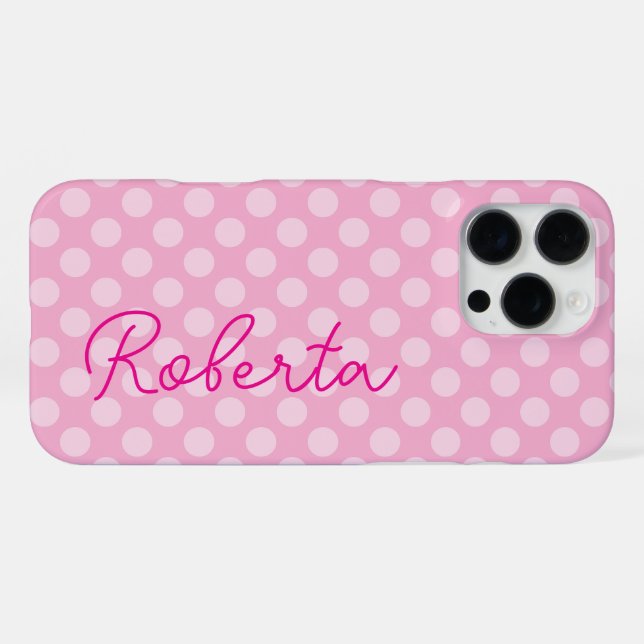 Personalised Light Pink Polka Dot iPhone Case (Back Horizontal)