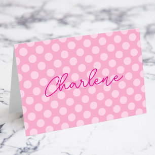 Personalised Light Pink Polka Dot Name Place Cards