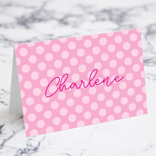 Personalised Light Pink Polka Dot Name Place Cards (Personalized Light Pink Polka Dot Name Place Cards)