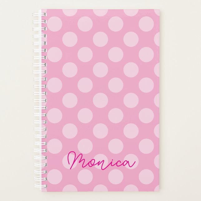 Personalised Light Pink Polka Dot Planner (Front)