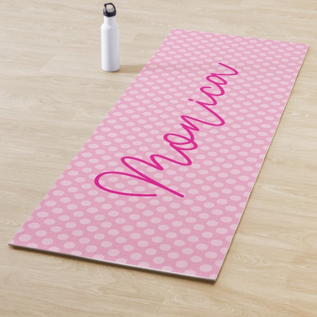 Personalised Light Pink Polka Dot Yoga Mat (In Situ)