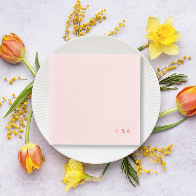 Personalised Light Pink Wedding Cocktail Napkins (Personalized Light Pink Wedding Cocktail Napkins for a Spring Wedding Pink Wedding)