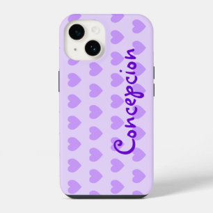 Personalised Light Purple Heart Pattern iPhone 14 Case