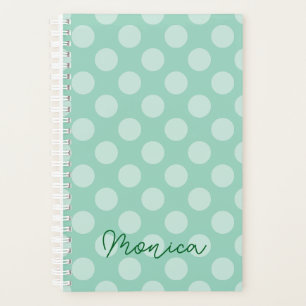 Personalised Light Teal Polka Dot Planner