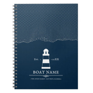 Personalised lighthouse Boat Nautical Blue  Notebook