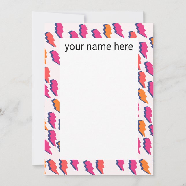 Personalised Lightning Bolt Notecards (Front)