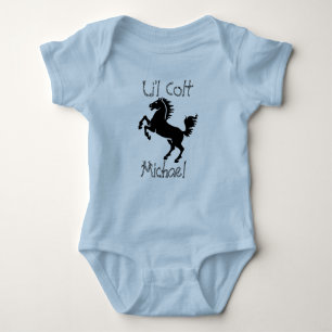 Personalised "Li'l Colt" With Rearing Horse Baby Bodysuit