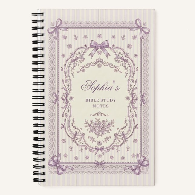 Personalised Lilac Bow Bible Study  Notebook (Front)