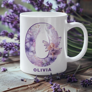 Personalised Lilac Fairy Monogram O Coffee Mug