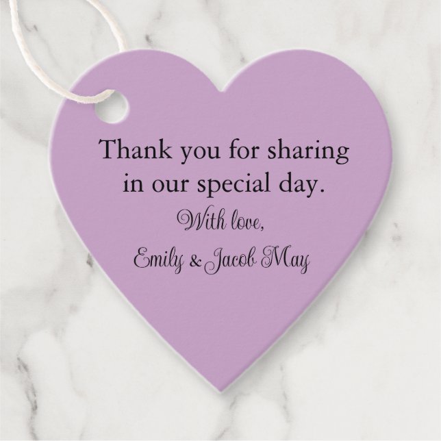 Personalised Lilac Favour Tags (Front)