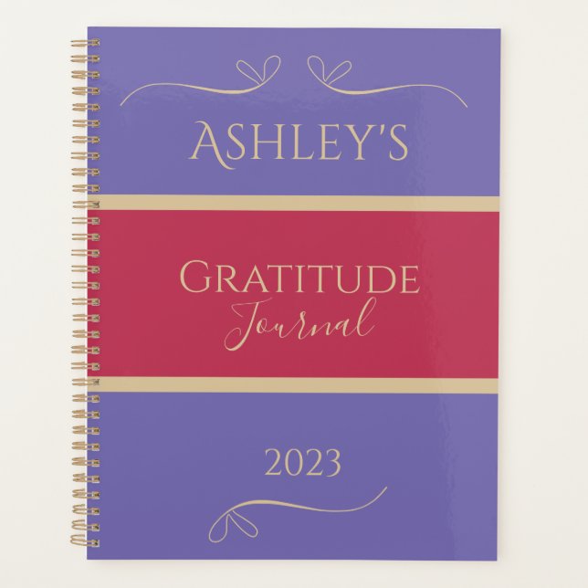 Personalised Lilac Gold Modern Gratitude Journal Planner (Front)