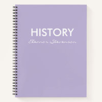 Personalised Lilac Lavender History Class Notebook