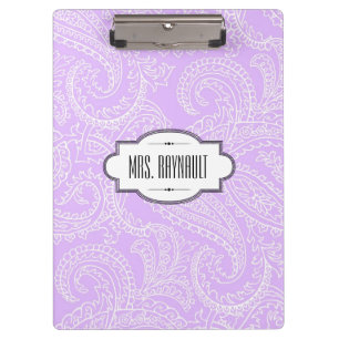 Personalised Lilac Paisley Clipboard