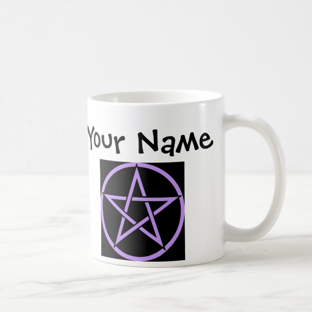 Personalised Lilac Pentagram/ Pentacle Wiccan Mug (Right)