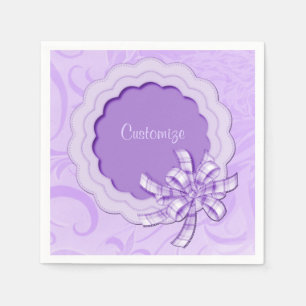 Personalised Lilac Scalloped Frame Napkins