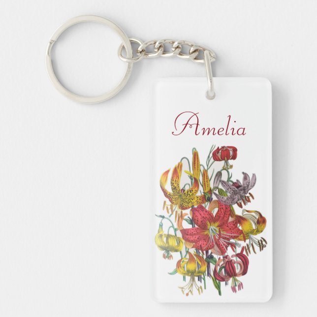 Personalised Lilies Key Ring (Front)
