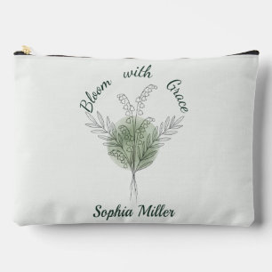 Personalised Lily of the Valley Custom Floral Name Accessory Pouch